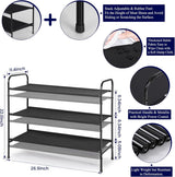 3 Tier Free Standing Shoe Rack, Metal Shoe Storage Shelf for 9-12 Pairs, Easy to Assemble, Entryway, Bedroom, Black