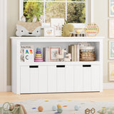 Kids Toy Storage, Cubes Storage Bins with 3 Drawers, White Toy Box with Shelves and Wheels