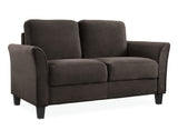Alexa Loveseat with Curved Arms, Coffee Fabric