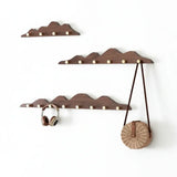 Hill Shape Wooden Wall Hook Rack Long Row Coat & Storage Organizer