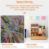 Bamboo Desk Organizer - Makeup & Pen Storage with Drawer & Pencil Holder for Office Organization