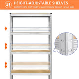 2 Pieces 5 Tiers Adjustable Storage Shelf Units for Garage, Silver