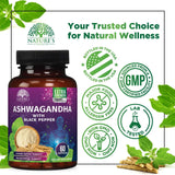 Ashwagandha Supplements - High-Absorption Ashwagandha Root Extract Powder with Black Pepper for Max Absorption - Herbal Supplement for Women & Men, Vegan & Gluten Free, Bottled in USA - 60 Capsules