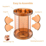 360 Rotating Makeup Organizer Perfume Organizer Coffee Color Cosmetic Storage Display Case Large Capacity Beauty Holder Adjustable Partition Height for Bedroom Dresser or Bathroom Vanity