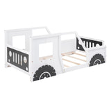Car-Shaped Twin Size Platform Bed for Kids’ Bedroom, Solid Car Bed for Gift,Low Profile,White