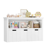 Kids Toy Storage, Cubes Storage Bins with 3 Drawers, White Toy Box with Shelves and Wheels