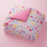 7 Piece Pink Wildflower Polyester Bedding Set for Girls, Full