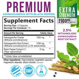 Ashwagandha Supplements - High-Absorption Ashwagandha Root Extract Powder with Black Pepper for Max Absorption - Herbal Supplement for Women & Men, Vegan & Gluten Free, Bottled in USA - 60 Capsules