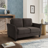 Alexa Loveseat with Curved Arms, Coffee Fabric