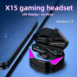 X15 TWS Wireless Bluetooth Gaming Earbuds with LED Display, Microphone, and Noise Cancelling Technology