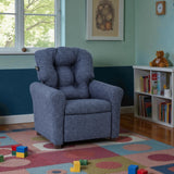 Traditional Kids Recliner Chair, Toddler Ages 1-5 Years, Polyester Linen, Sapphire