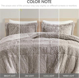 Malea Shaggy Comforter Set, Long Faux Fur Cozy down Alternative, Modern Casual Ultra Soft All Season Fluffy Bedding with Matching Sham, King/Cal King, Grey 3 Piece