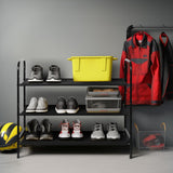 3 Tier Free Standing Shoe Rack, Metal Shoe Storage Shelf for 9-12 Pairs, Easy to Assemble, Entryway, Bedroom, Black