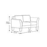 Alexa Loveseat with Curved Arms, Coffee Fabric
