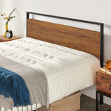 Yaheetech Queen Metal Platform Bed Frame with Rustic Wooden Headboard and Footboard, Mattress Foundation/No Box Spring Needed/12 Inch Underbed Storage/Slats Support/No Noise/Easy Assembly, Walnut