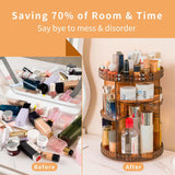 360 Rotating Makeup Organizer Perfume Organizer Coffee Color Cosmetic Storage Display Case Large Capacity Beauty Holder Adjustable Partition Height for Bedroom Dresser or Bathroom Vanity