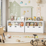 Kids Toy Storage, Cubes Storage Bins with 3 Drawers, White Toy Box with Shelves and Wheels