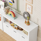 Kids Toy Storage, Cubes Storage Bins with 3 Drawers, White Toy Box with Shelves and Wheels