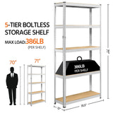 2 Pieces 5 Tiers Adjustable Storage Shelf Units for Garage, Silver