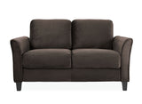 Alexa Loveseat with Curved Arms, Coffee Fabric