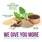 Ashwagandha Supplements - High-Absorption Ashwagandha Root Extract Powder with Black Pepper for Max Absorption - Herbal Supplement for Women & Men, Vegan & Gluten Free, Bottled in USA - 60 Capsules